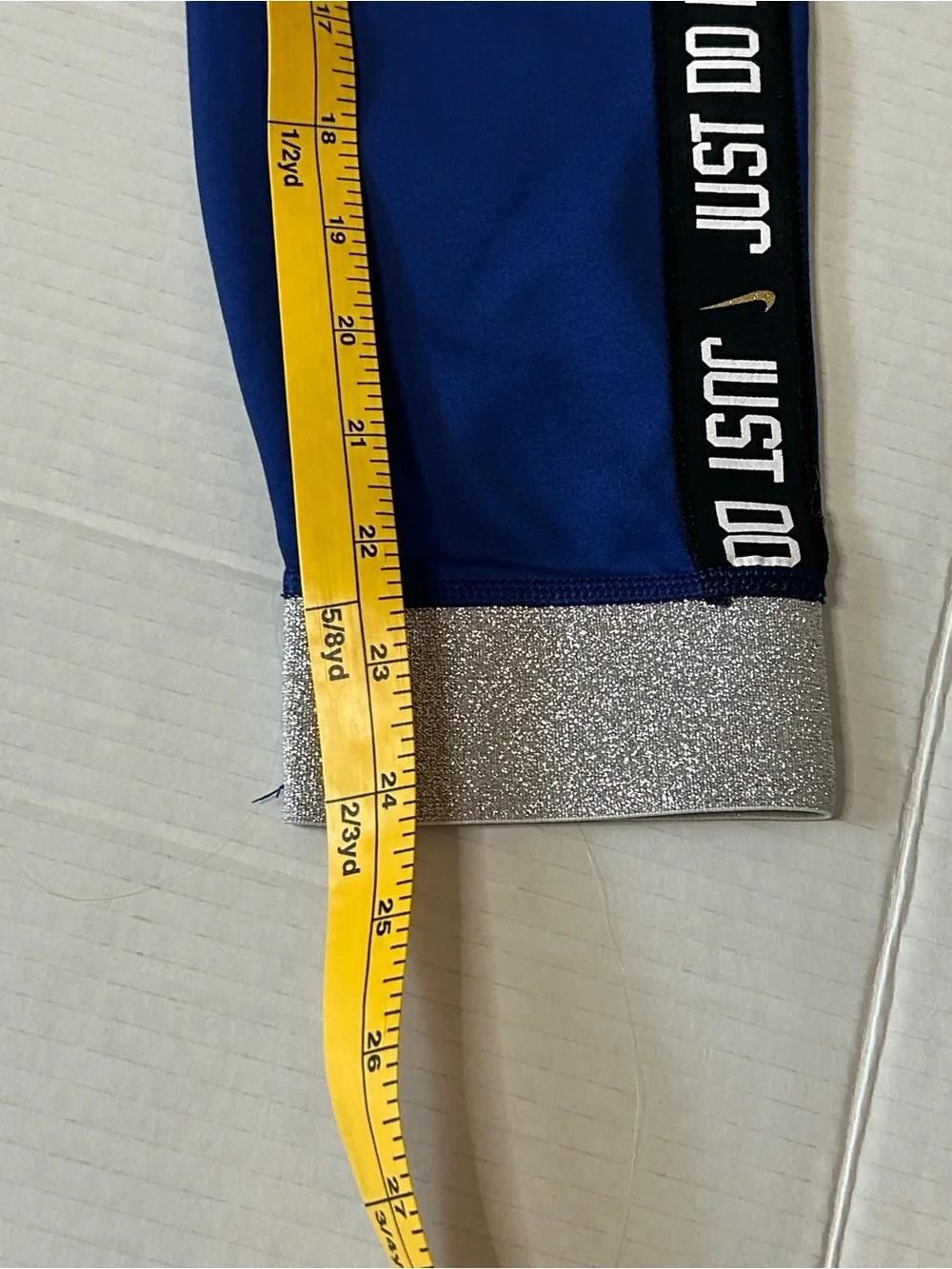 Nike One Icon Girls' Medium Royal Blue Athletic Leggings, Side 'Just Do It' Tape